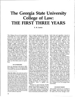 The Georgia State University College of Law: The First Three Years